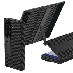 Premium Magnetic Fold Leather Case with Durable Outer Screen Protection for Galaxy Z Trifold (Carbon Fiber Style)