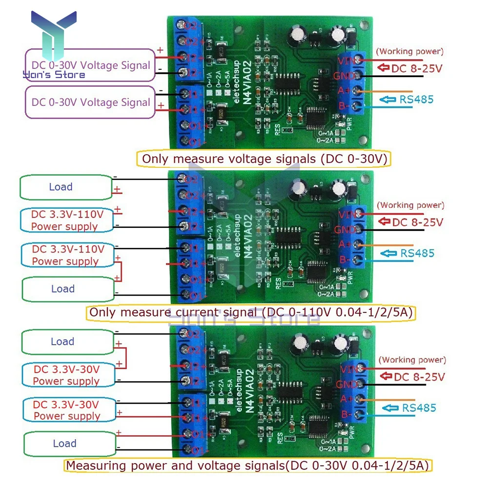 

1Pcs DC 0-30V 8-13mA Voltage Signal Acquisition RS485 Modbus RTU Module for PLC Current Transmitter Measuring Instruments