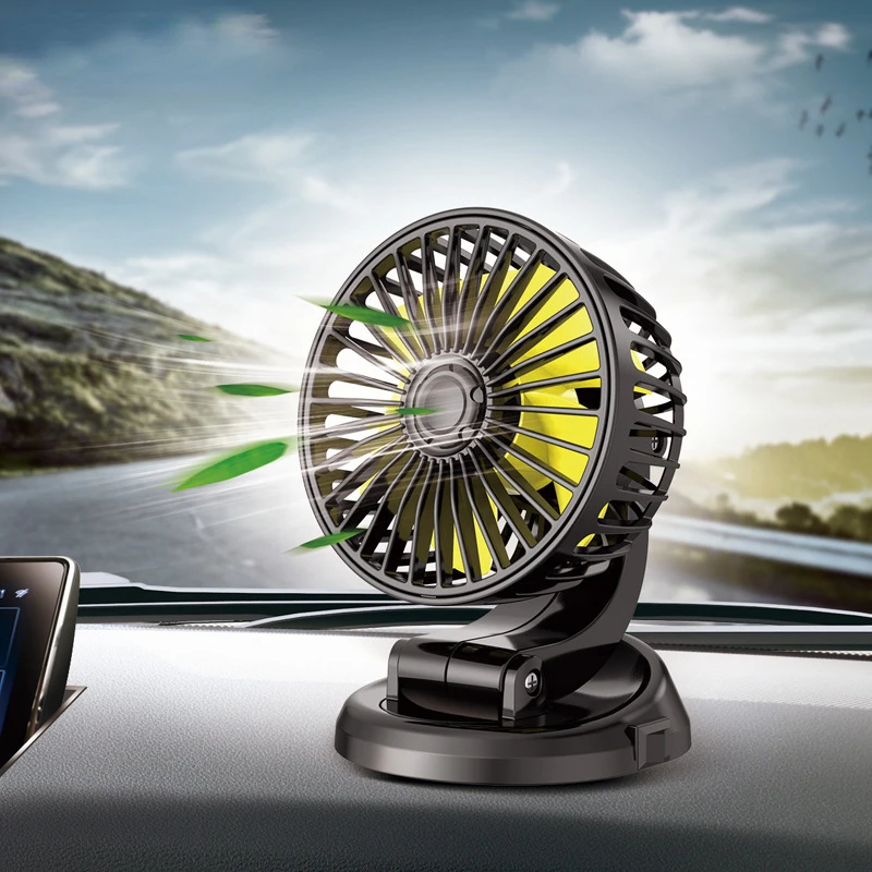Car Fan 5V/12V/24V Mini Car Fan ABS Auto Single Head Fan USB Universal Car Suction Cup Seat Back 360 degree Cooling