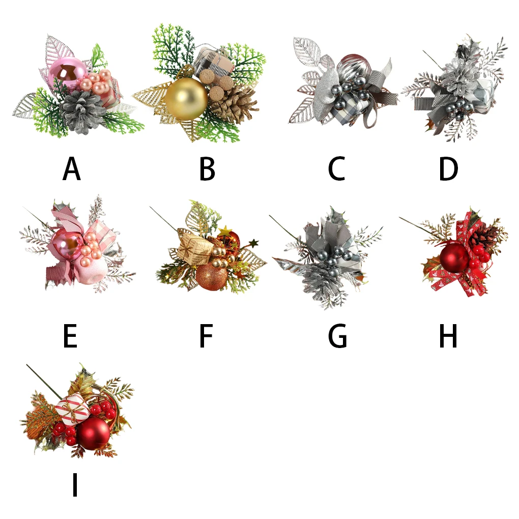 

Christmas Artificial Flowers Branch Plastic Decoration Office Farmhouse Holiday Xmas Tree Wreath Birthday Type 7