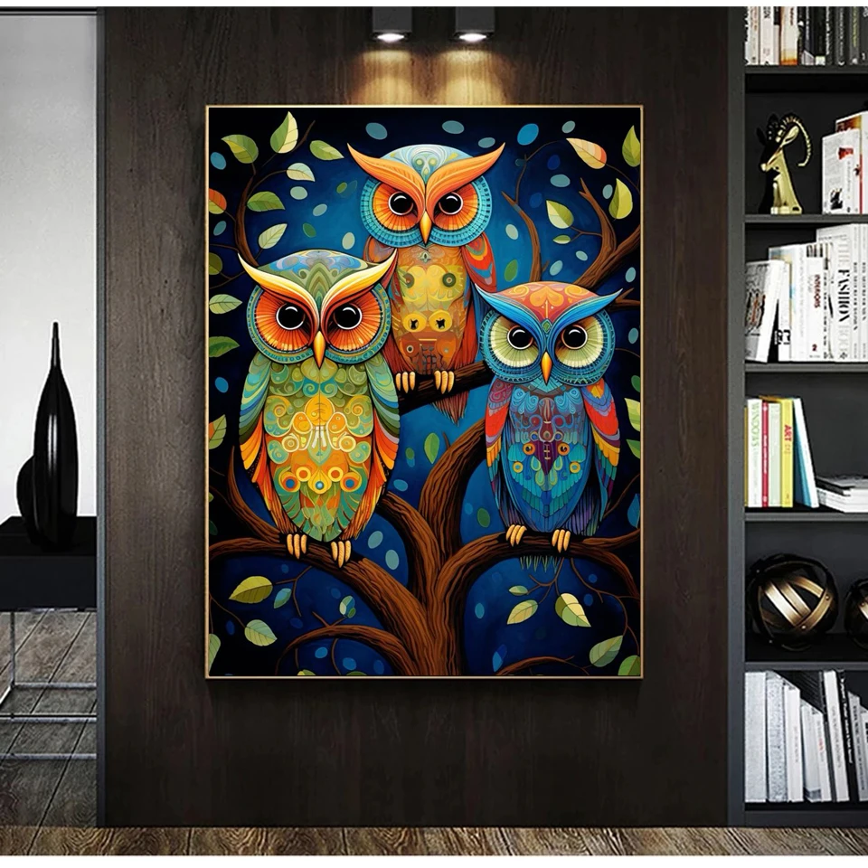 Coruja Cross Stitch Set para Decoração de Casa, 5D Pintura Diamante, Arte,  Completo, Redondo, Quadrado, Bordado, Animal, Desenhos Animados, DIY, image size:960x960