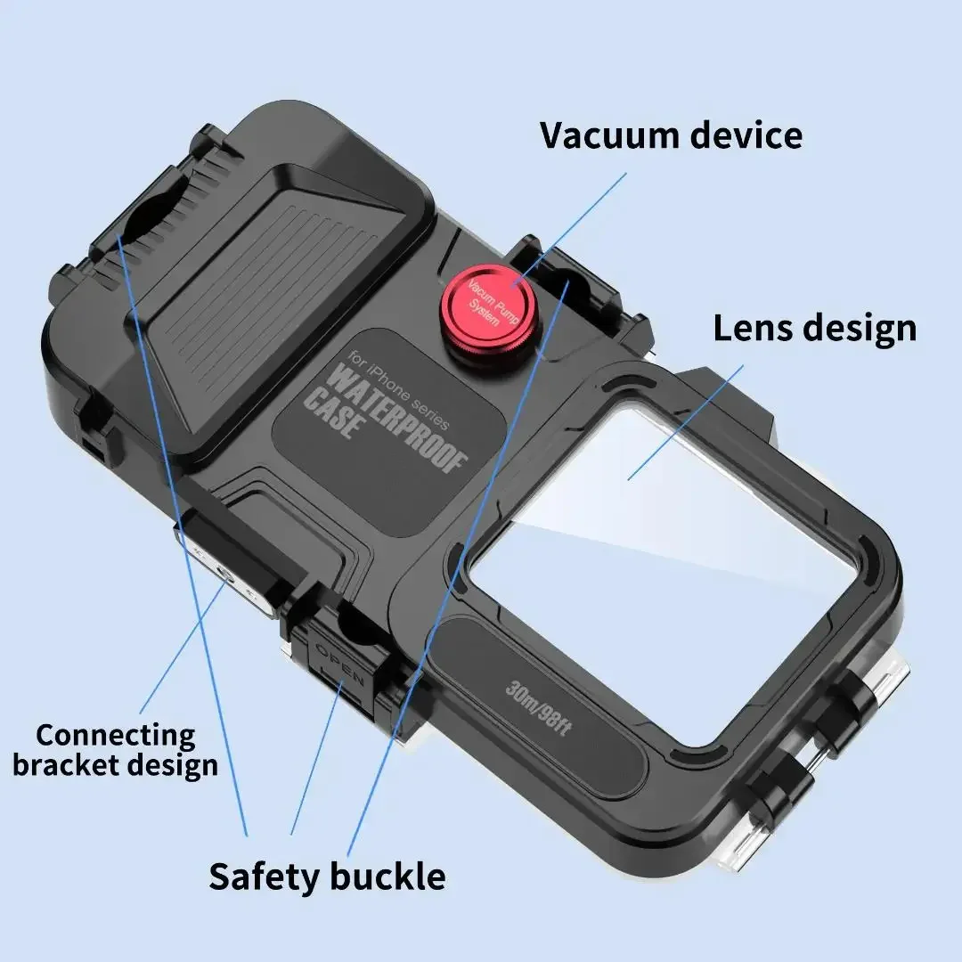 For iPhone Diving Case 30M IPX8 Professional Waterproof Depth Outdoor Swimming Diving Cover For iPhone 13 Pro MAX 12 11 14 Plus