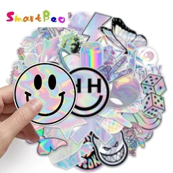 Etiqueta dos artigos de papelaria do laser pvc impermeável adesivos sorriso bonito