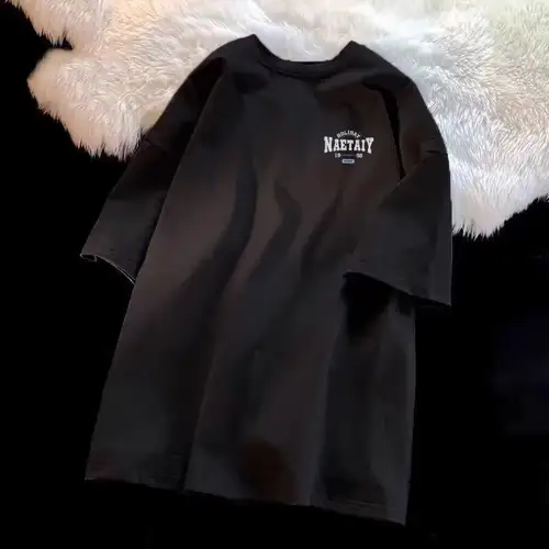 8XL Men Oversized Fashion Loose American Vintage Letter NAET Print Short Sleeve Round Neck Versatile Trend Couple outfit - Image 5