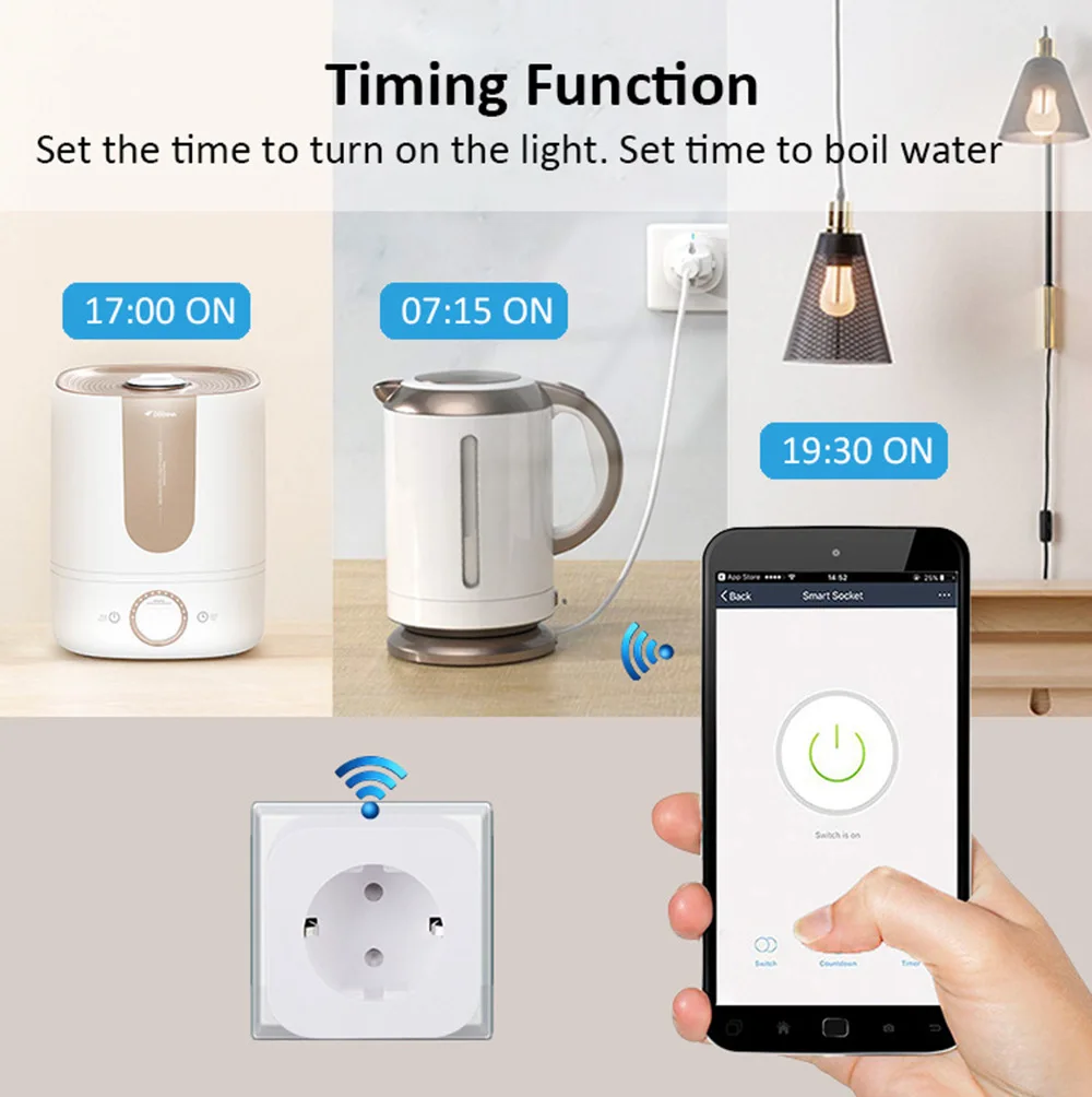 Smart Wifi Plug 16A/20A AC100-240V Voice Control Alexa Google Home Tuya App