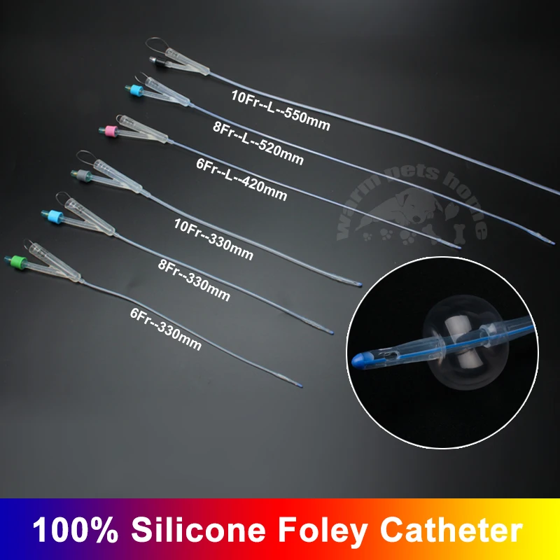 Silicone 2-Way Foley Catheter 12pcs With Cuff Urinary Catheters for Human Animal Dog Veterinary