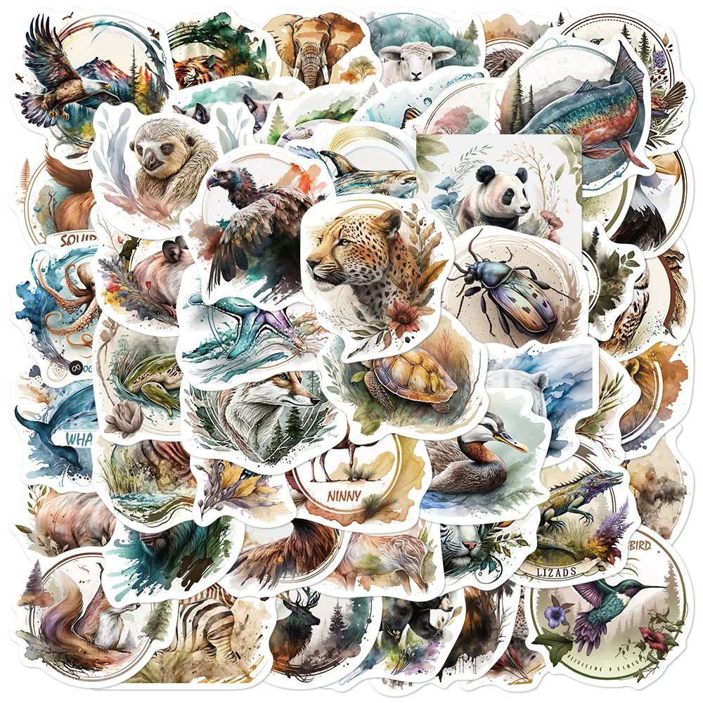 

Наклейки в стиле джунглей с дикими животными, 10/50 шт.