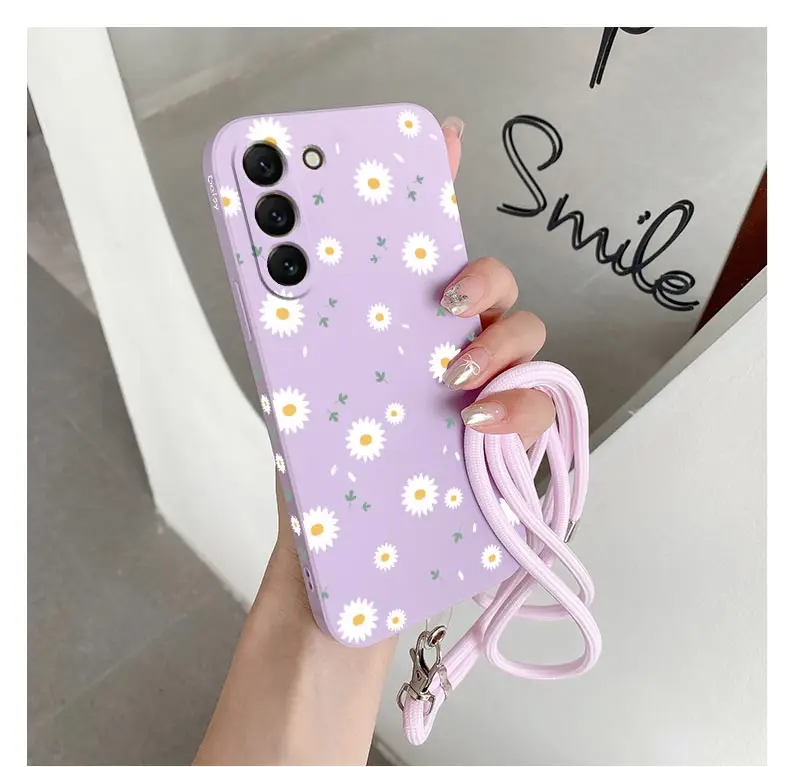 S23 Sonnenblumen Lanyard Silikon Telefon Fall Für Samsung S23 S23 Plus S23 Ultra S23FE S24 S24 Plus S22 S22 Plus s21FE S20 Abdeckung – Detail 8