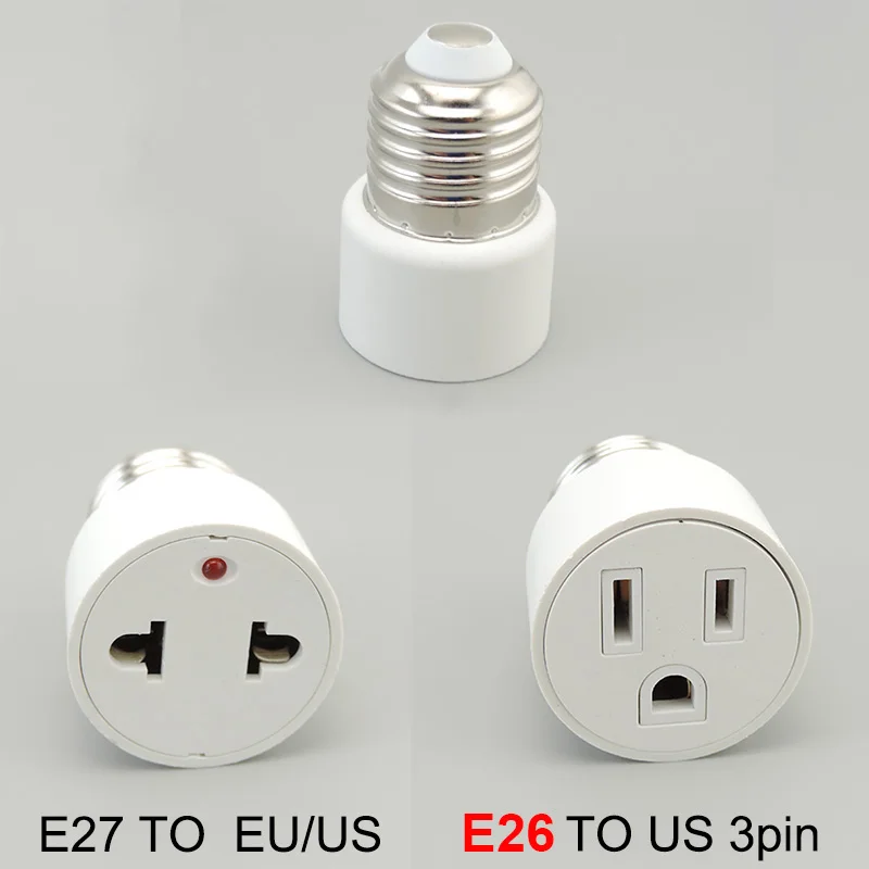 

E27 Bulb Regular To US/EU Plug Light Fixture Bulb Base Lamp Socket Adapter Converter M20