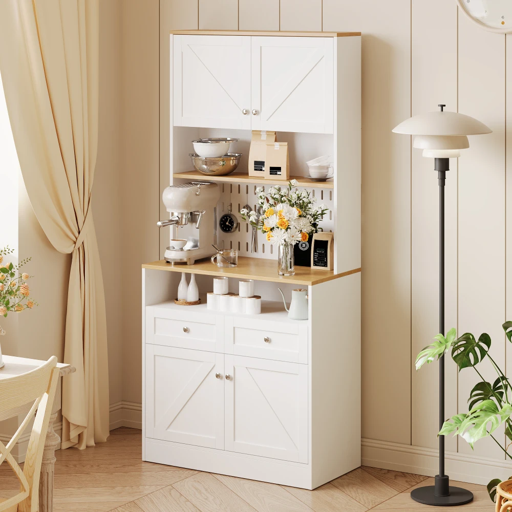 Modernes multifunktionales Sideboard mit 2 Schubladen und 4 Türen – Griffen und großzügigem Stauraum, stilvoller Buffetschrank-Organizer – Detail 9