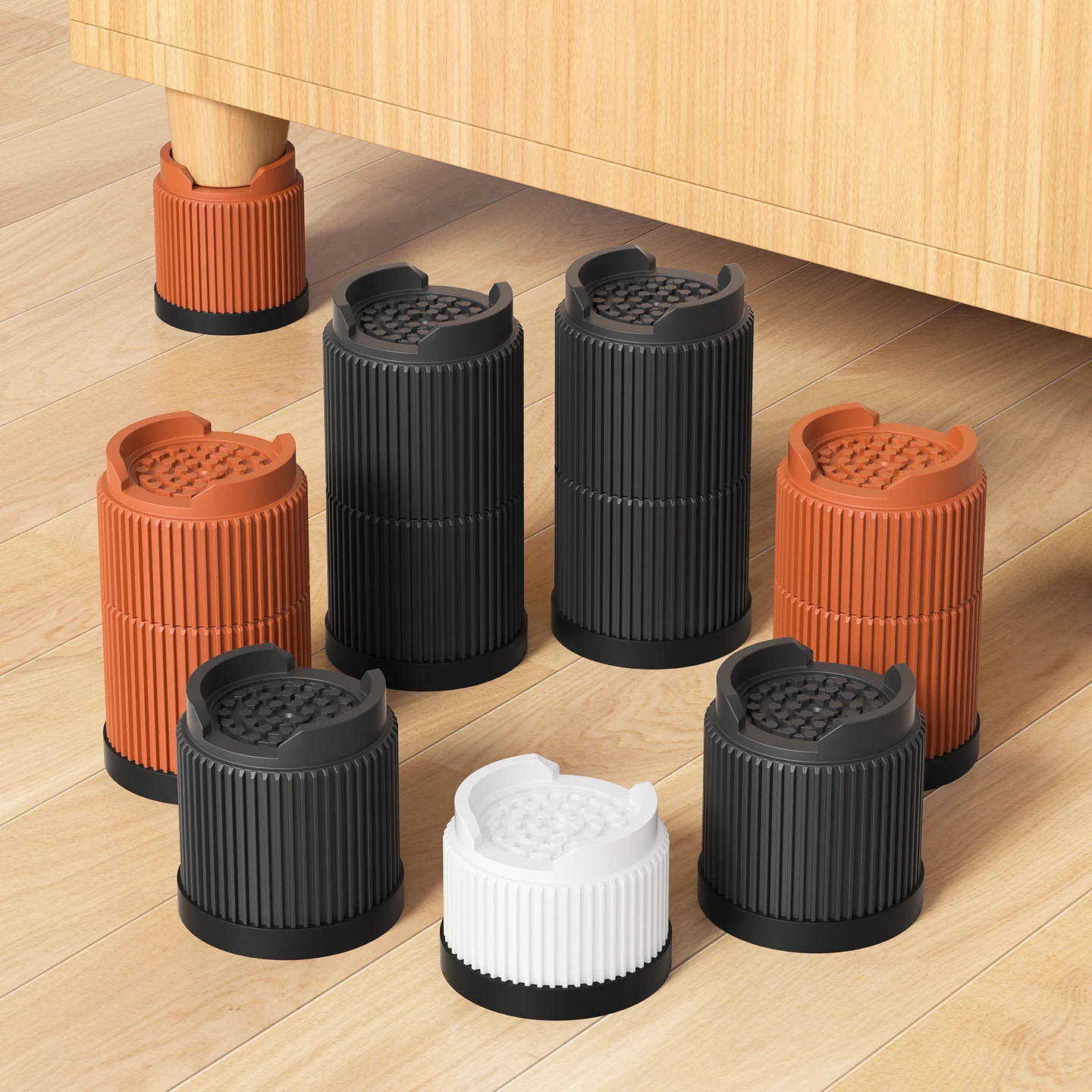 Multi-Purpose Round Furniture Risers | Non-Slip, Quiet & Moisture-Proof Height Extenders for Beds, Sofas, Tables