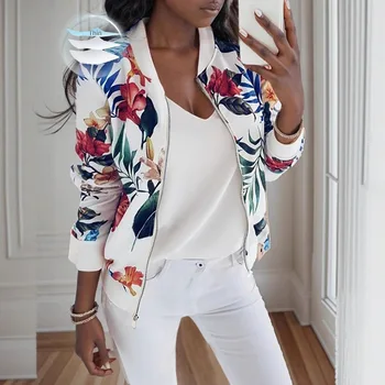 Women's Floral Print Baseball Jacket 1
