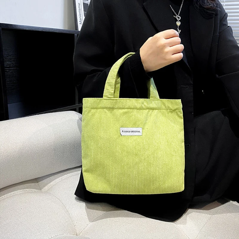 Corduroy Bag for Women Mini Handbag Small Casual Tote Pouch