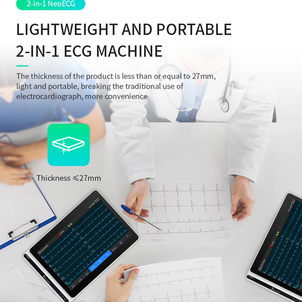 Lepu 18 Leads Smart Portable ECG Monitor with Printer AI Analysis Diagnosis Tablet Touch Screen for Families Clinics