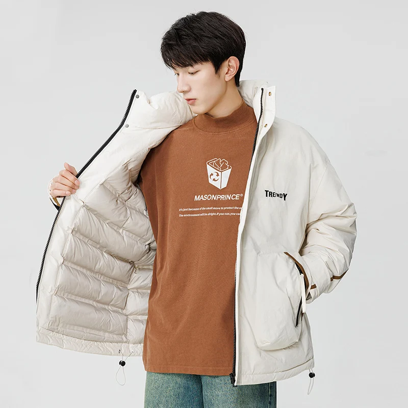 Luxury Man Jacket Winter Padded Coat Stand Collar Zip-up Windbreaker Waterproof Outerwear Unisex Thick Warm Parkas Fashion Brand