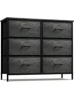 Sorbus Dresser with 6 Faux Wood Drawers - Chest Organizer Unit with Steel Frame Wood Top and Handle Easy Pull Fabric Bin 1