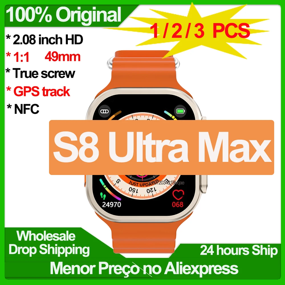 S8 ultra max relógio inteligente série nfc 8 49mm verdadeiro parafuso ...