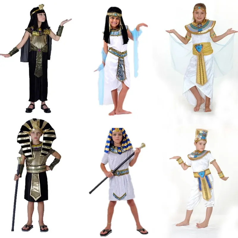 

Children Boy Girl Ancient Egypt Egyptian Pharaoh Prince Princess Costume Kids Cosplay Clothing Greece Birthday Party Halloween