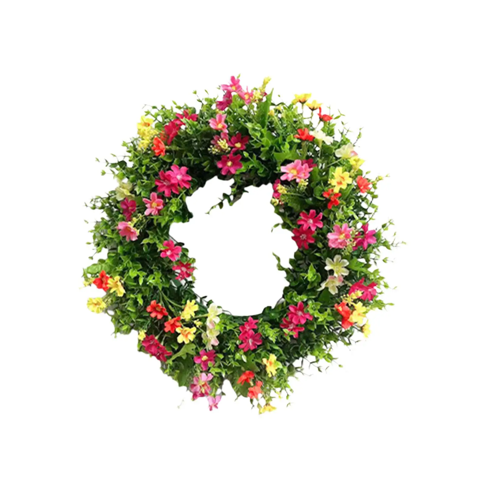 Spring Wreath Durable Simple Fashion 18 inch Wildflower Wreath Artificial Wreath for Front Door Party Holiday Porch Festival