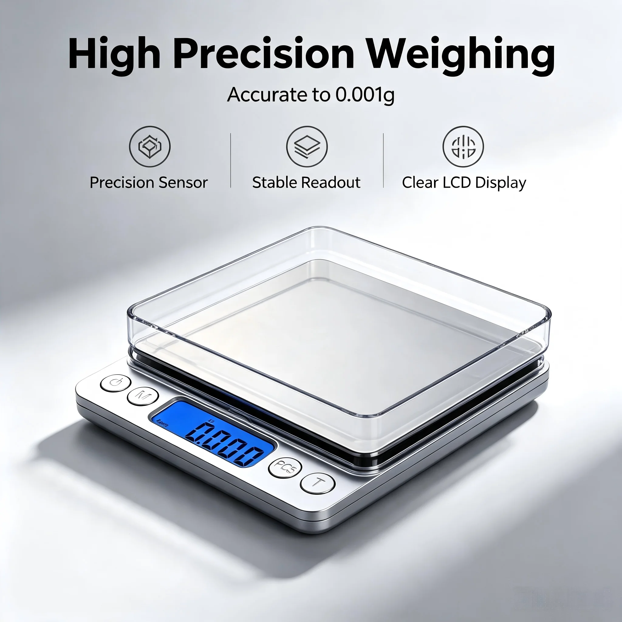Stainless Steel Digital Kitchen Scale with LCD Display for Precise Cooking and Dieting