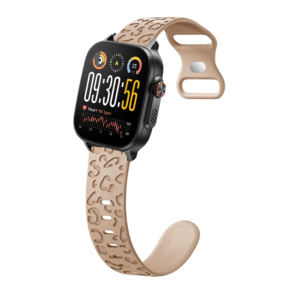 Leopard Engraved Sport Silicone Replacement Strap - 22mm Band