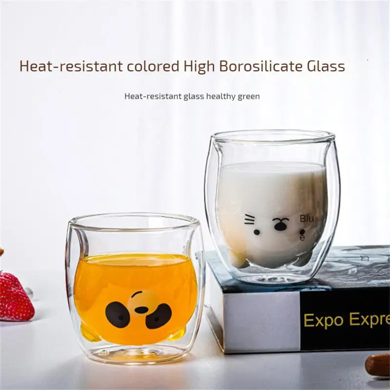 3D Bear Creative Transparent Heat-resistant Double Glass Cup