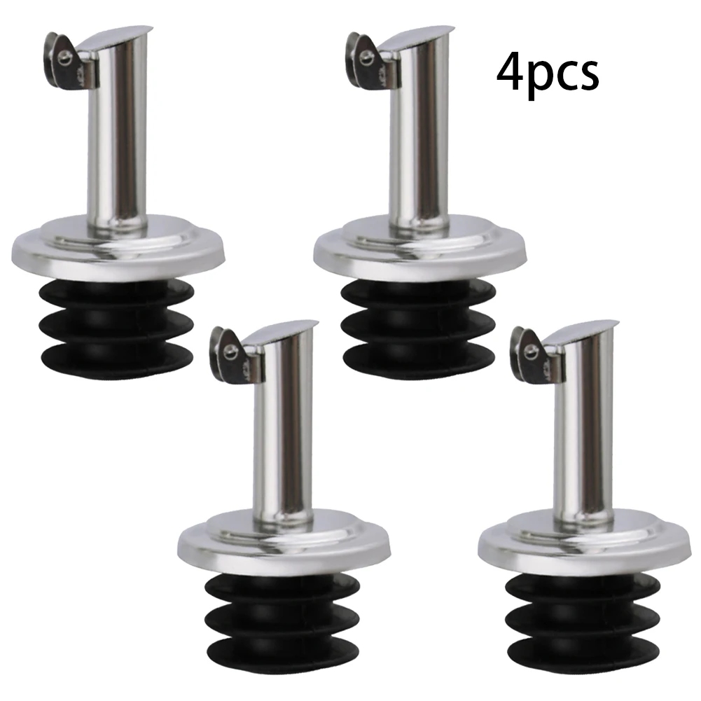 

4PCS Spout For Oil Or Vinegar Stainless Steel Spout Vinegar Spout Bottle Stopper Wine Stopper Double Cap
