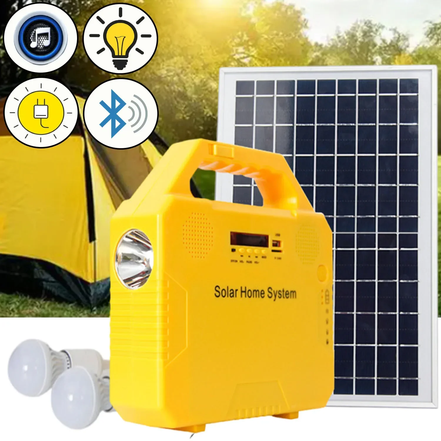 

Portable Emergency Supply,Solar Generator Power Station,Energy Storage Battery,LED Lighting Bluetooth Speaker System for Outdoor