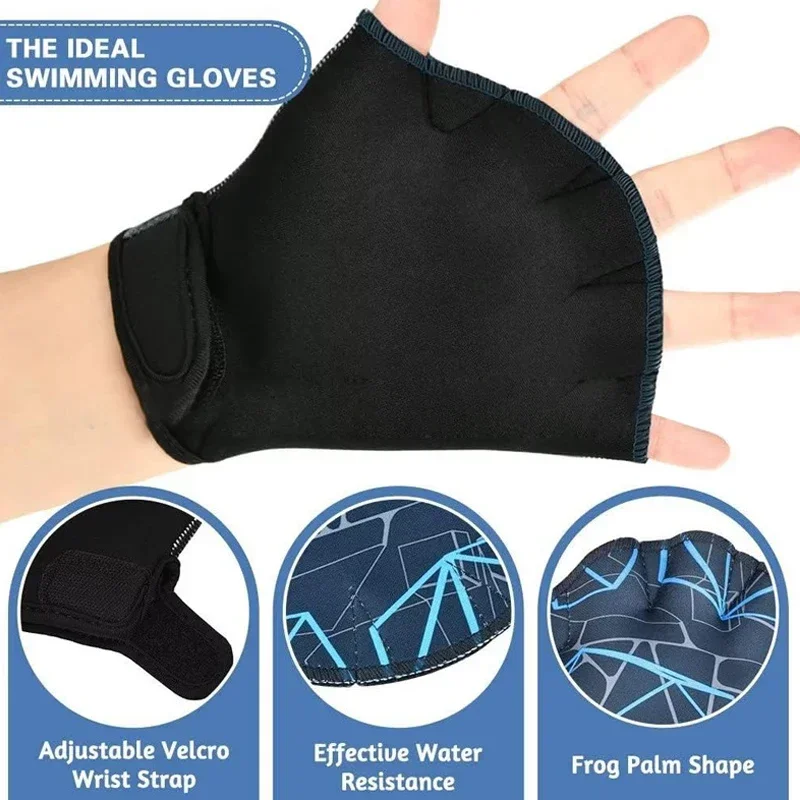 Surfing Webbed Swimming Gloves Adults Nylon Fingerless Swimming Paddle Gloves Aqua Swimming Training Webbed Gloves 2