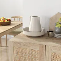 Шкаф для гостиной Homcom с 2 дверцами из ротанга, регулируемые полки 73X41X102 см — изображение 6