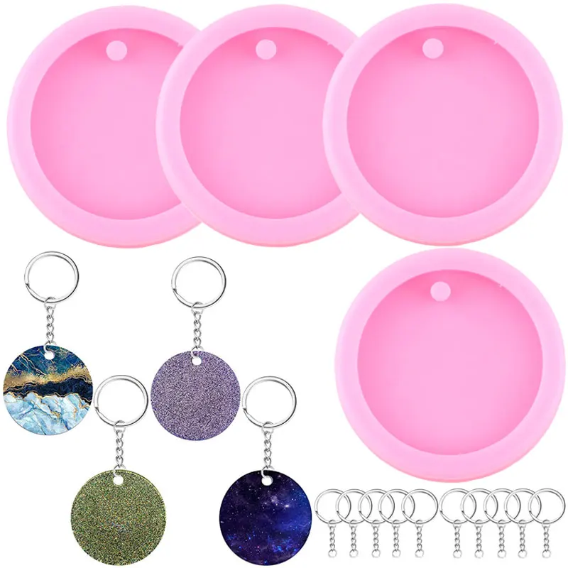 

4 шт., круглые силиконовые формы для брелоков, 10 шт.