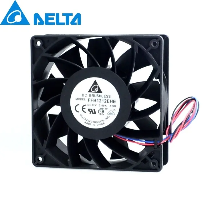 

Fan 120mm best FFB1212EHE 120x120x38mm super large volume 3A violence 200CFM 3 lines cooling fan for delta