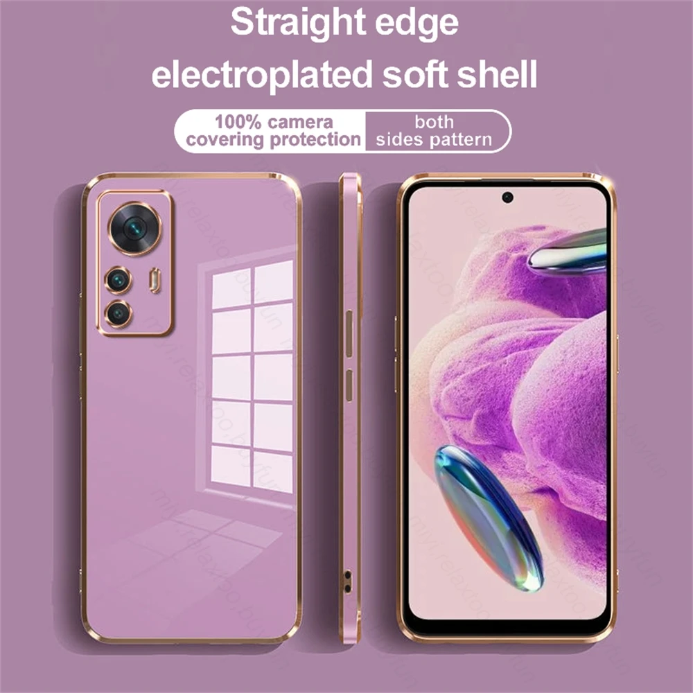 Phone Case Phone Protector Cover 6D Electroplated Straight Edge TPU Soft Shockproof Coque For Xiaomi Redmi Note 12s 4G 2303CRA44 6.43"