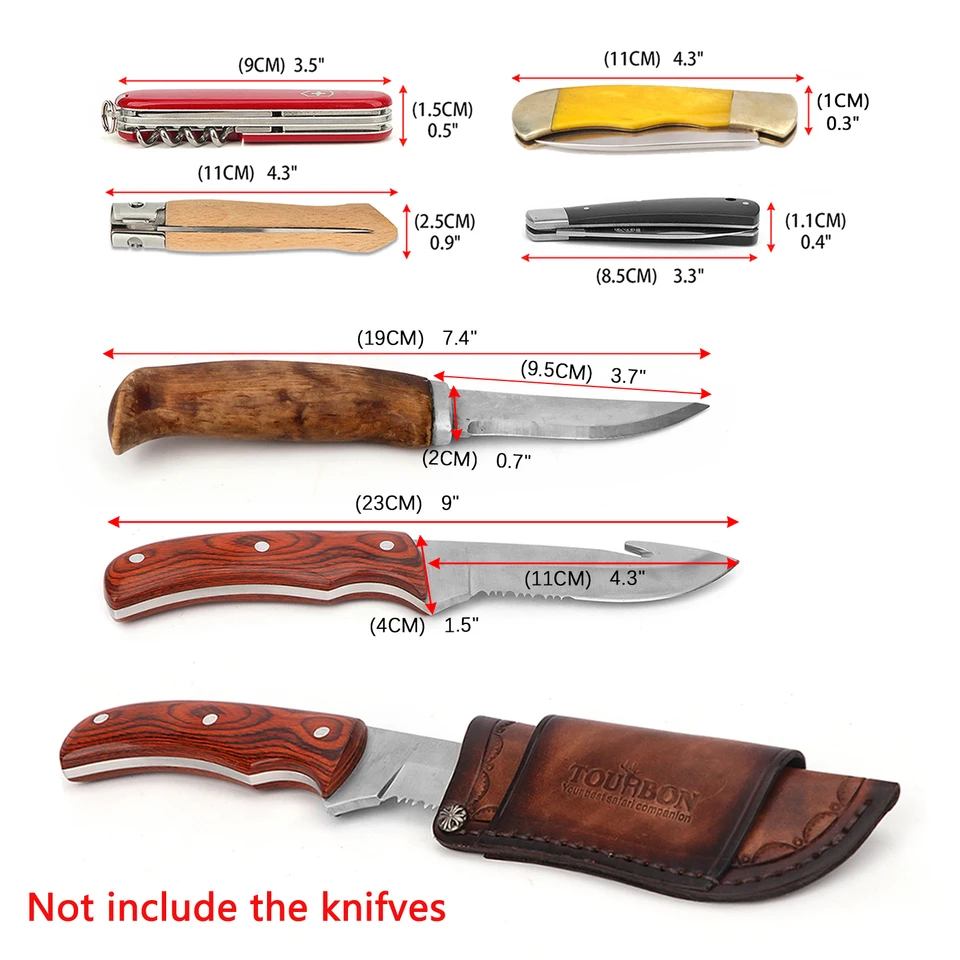 Fodero In Pelle Per Coltello Pieghevole TOURBON - Cintura - Marrone - Taglia Piccola