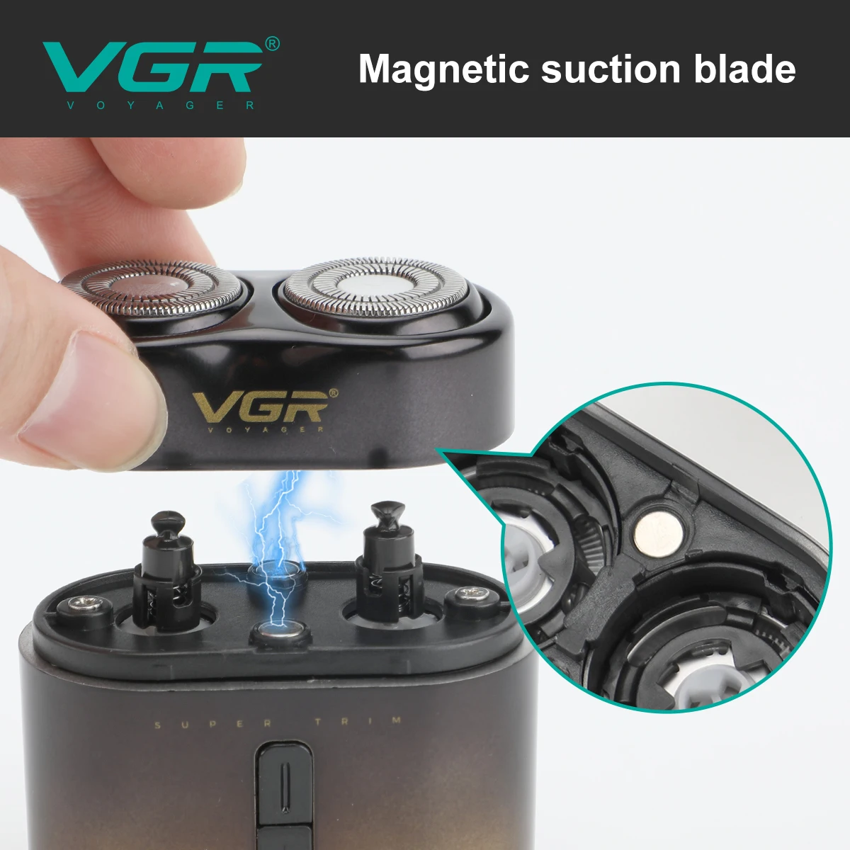 VGR v-348 새로운 편리한 전기 면도기 그라데이션 메탈 면도기 이중 날 면도기 남성용 면도기 가정용 여행용 미니 USB 헤어 트리머