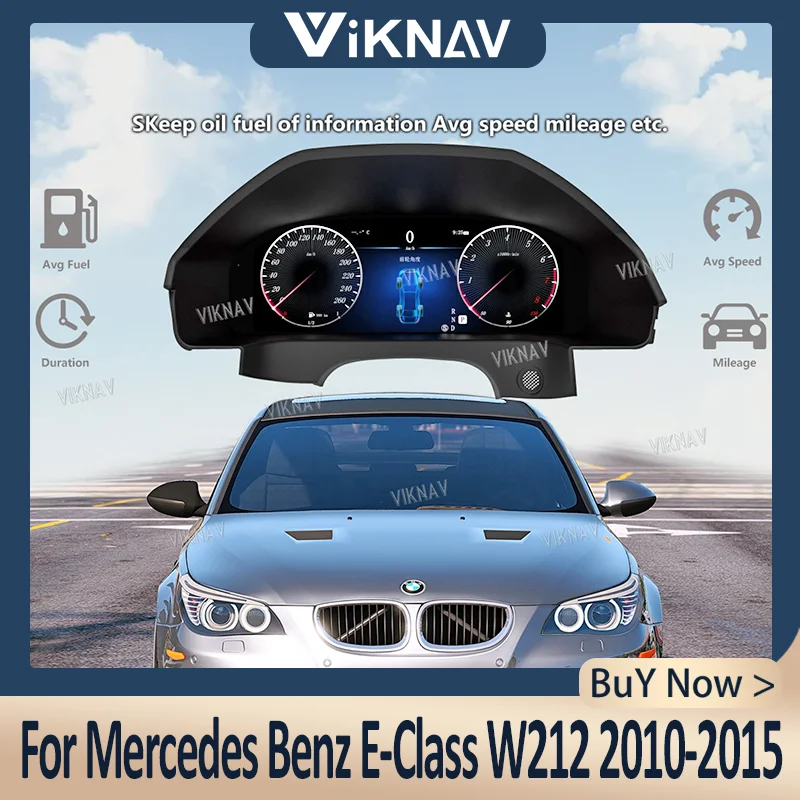 

12.3 inch Dashboard For Mercedes Benz E-Class W212 2010-2015 Stereo Speedometer Upgrade Digital Cluster Instrument