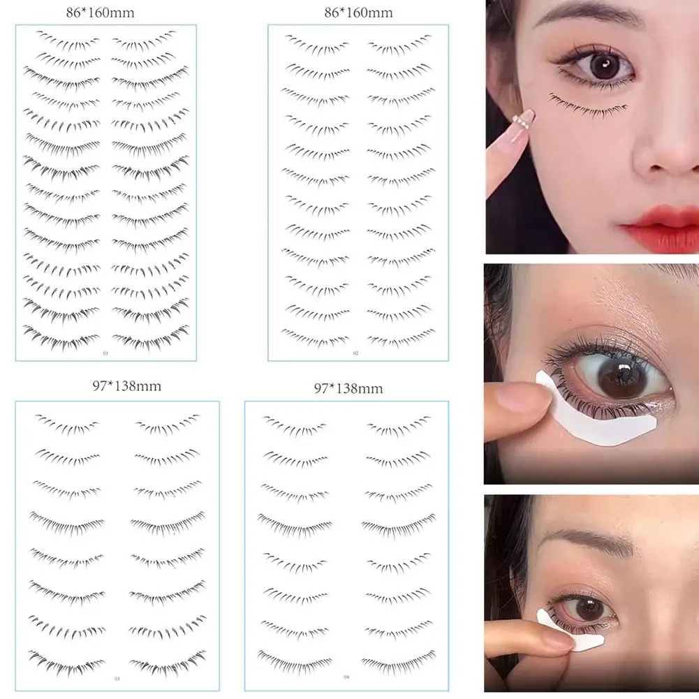

Lower Eyelash Tattoo Long-Lasting Waterproof And Sweatproof Double Eyelash Enlarge Eye False Under 3D Sticker Eyelash Simul L1T3