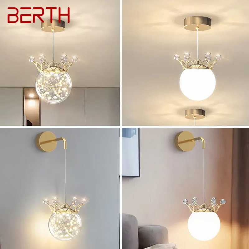 

BERTH Modern Wall Lamp Indoor LED Romantic Creative Design Luxury Glass Ball Sconce Lights For Home Bedroom Bedside Corridor