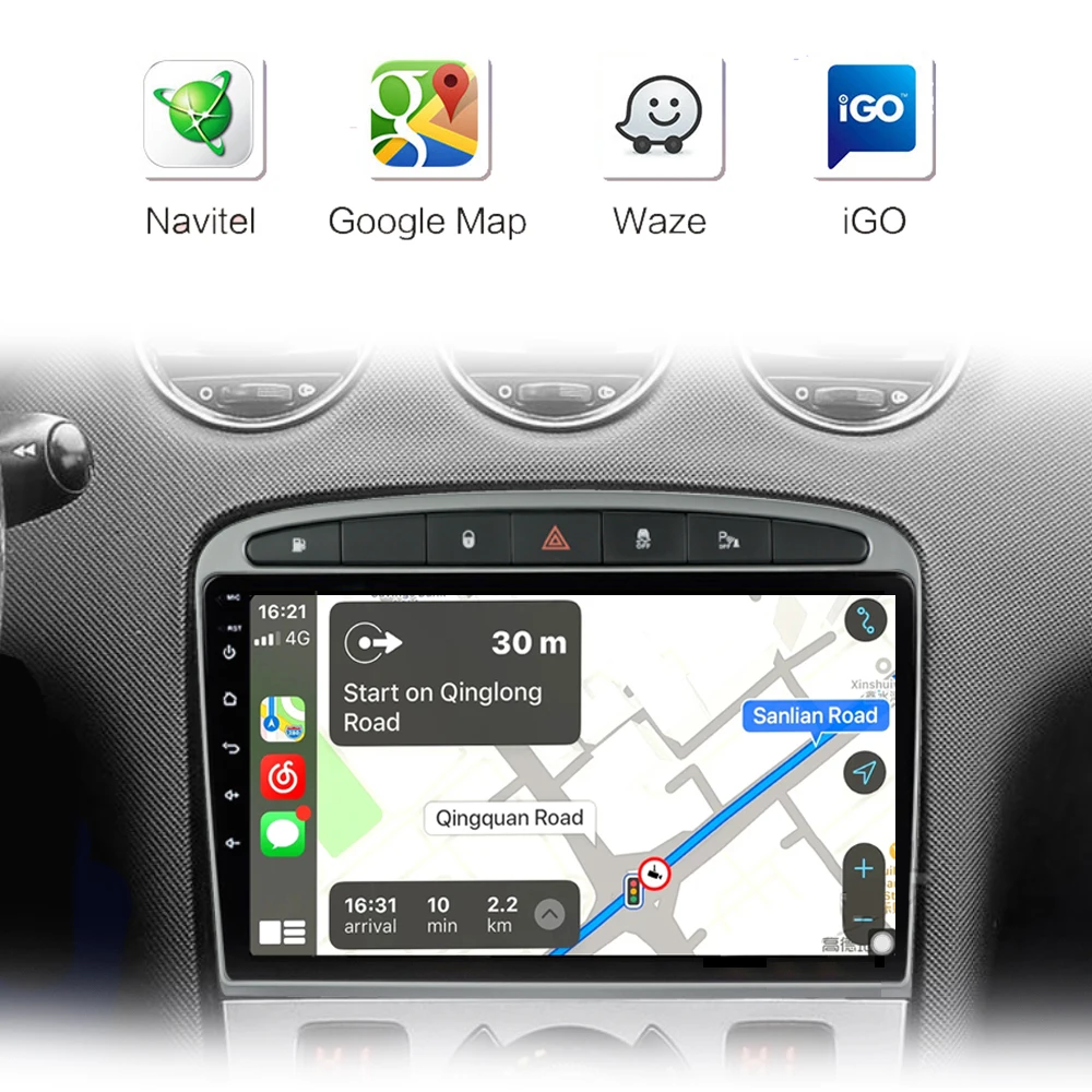   GPS RDS DSP Ƽ̵ ÷̾, Ǫ 408, Ǫ 308, 308SW, 2din, ȵ̵ 10, DVD , 4G + 64G