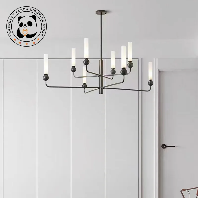 Modern Simple Chandelier Luxury Marble Ball Brass Lustre Light Fixture Parlor Bedroom Restaurant Study Home Decoration Luminaria
