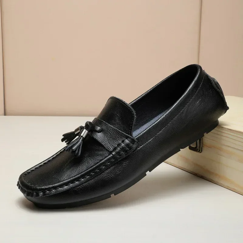 

Men's Leather Shoes Genuine Leather Soft Leather Business Casual Shoes 2024 Spring and Autumn Middle-Aged Dad Shoes Loafers