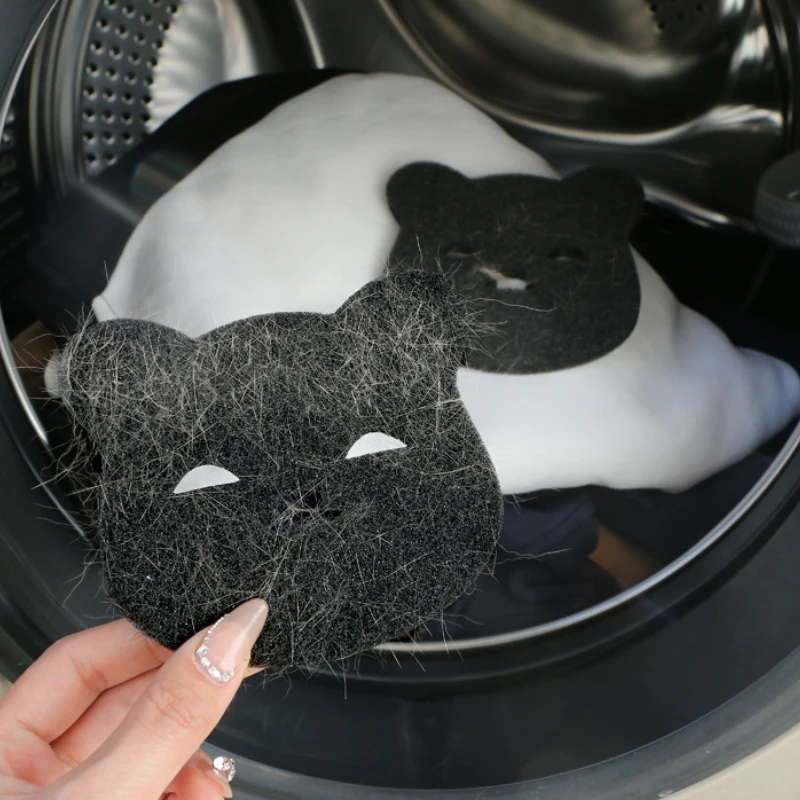 2/4/8Sets Of Household Pet Hair Remover Machine Washed Bear Sticky Sponge Reusable Suitable For Washing Machine Dryer Black pet hair remover