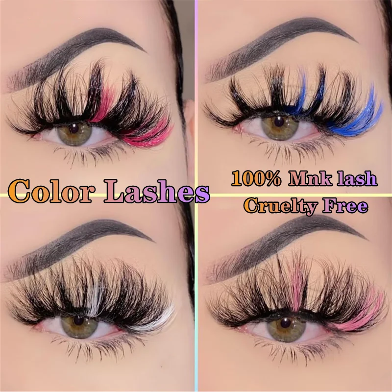 Asiteo Rainbow Eye Lashes Cruelty Dramatic Makeup Beauty Purple Pink Blue Cilias Ombre Two Toned Colored Eyelashes Cosplay -Outlet Maid Outfit Store S6ce0810af9414bab90247ecd8f697890L