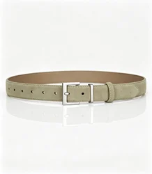 Luxury Women's Genuine Leather Belt with Square Alloy Buckle - 100cm (Khaki E)