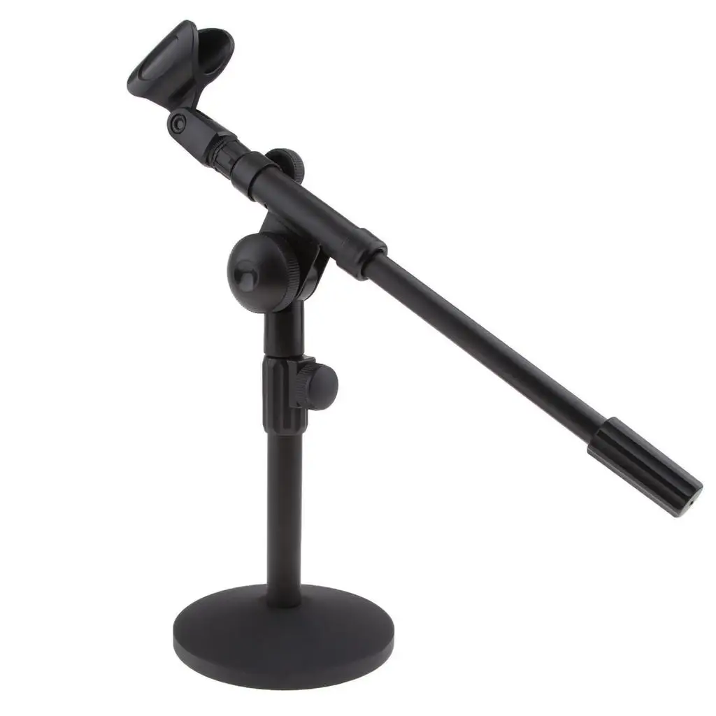 Microphone Desk Arm Stand Universal Adjustable Tabletop Mic Holder 13inch Base Dia 5.12inch for Radio Broadcasting Studio Stages And TV Stations