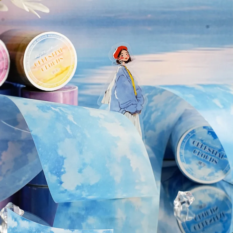 60mm*2m 구름 패턴 테이프 스티커 팩 |   수제 스크랩북 및 앨범용 DIY 재료