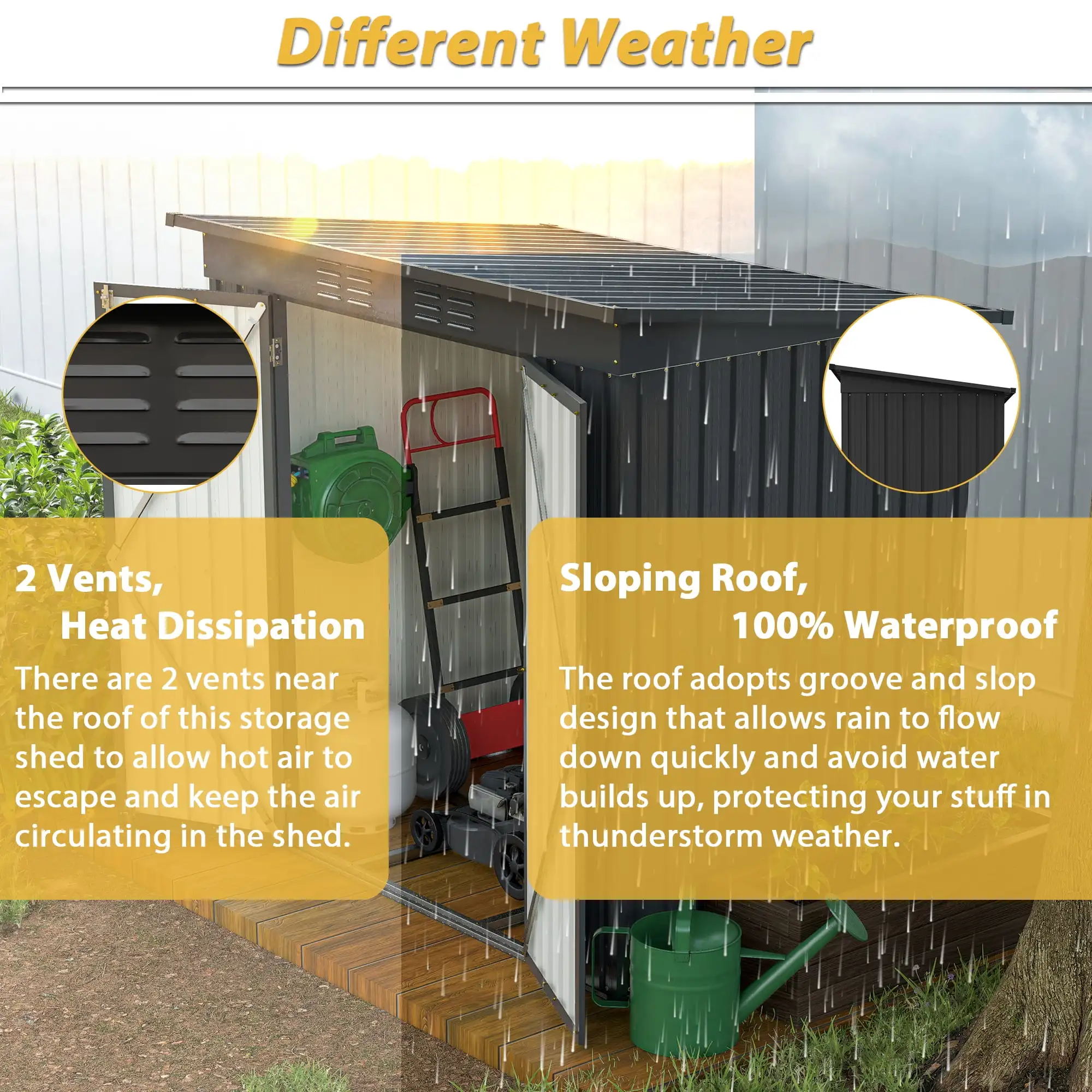 6 x 4 ft Outdoor Metal Storage Shed 3