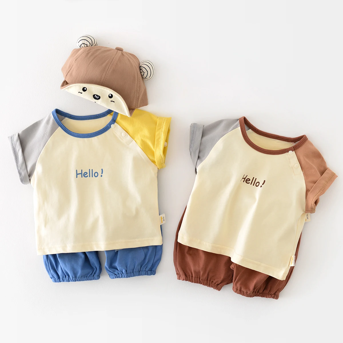 

Korean Baby Clothing Sets 2023 Summer Boys Casual Suit Short Sleeve Pullover T-Shirt +Shorts Thin Cotton Girls Two Piece Set
