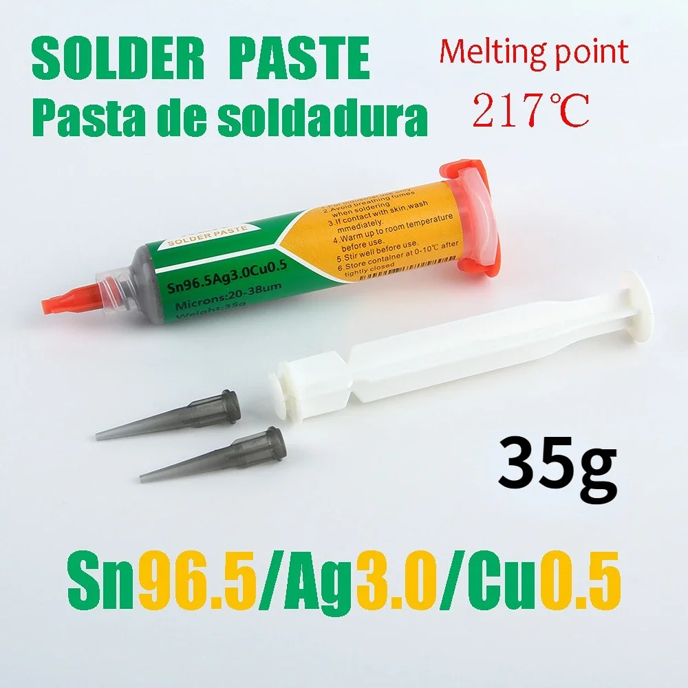 Sn96.5Ag3Cu0.5 35g 217C syringe solder paste environmental protection silver 305 high temperature lead-free Welding Flux