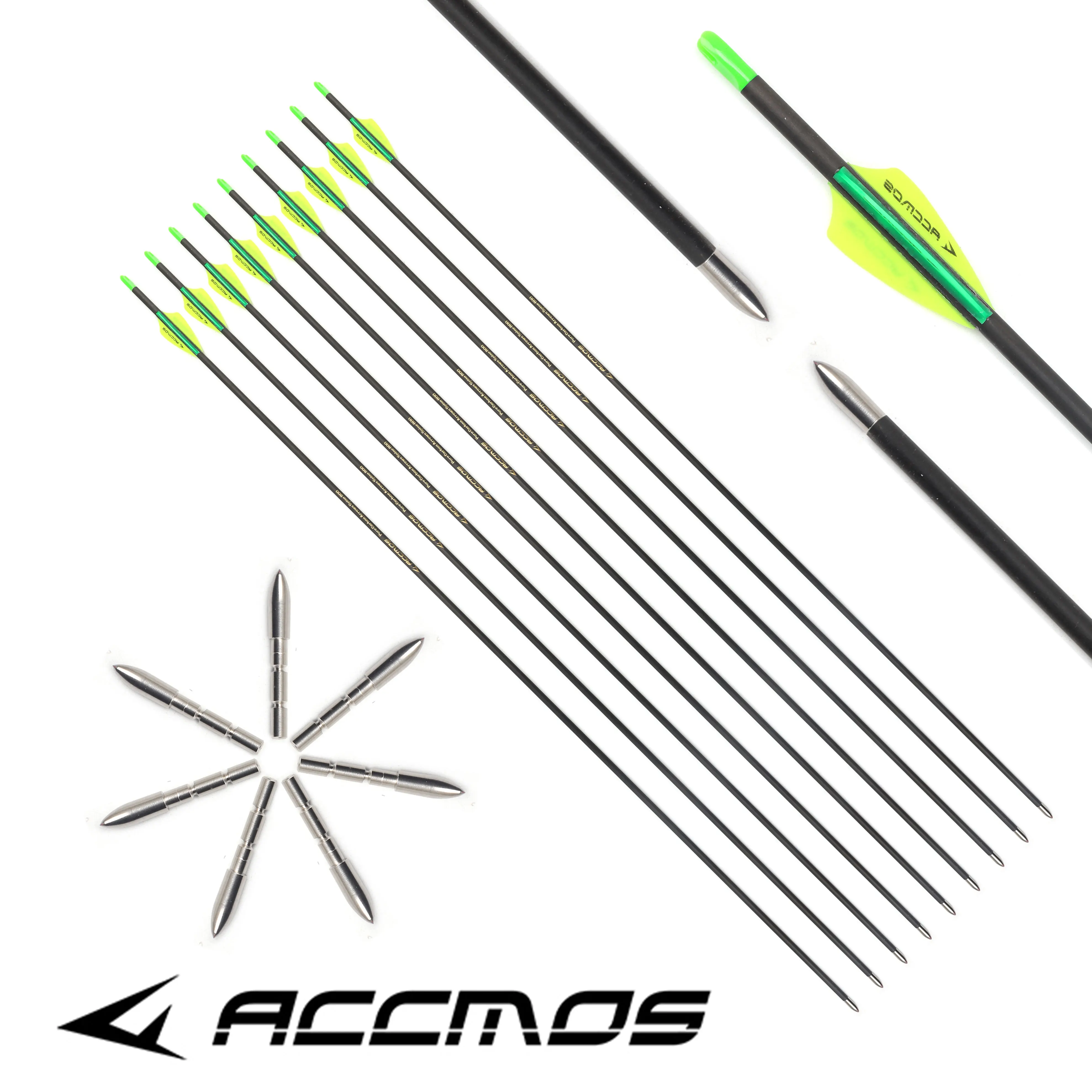 ACCMOS ID 4.2mm Carbon Arrow 30-32inch Spine 350-1000 for Compound Recurve Bow Archery Shooting 12pcs archery arrows